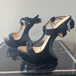 Giuseppe Zanotti Jem Curve Black Sculpted Platform Sandals 39 RARE